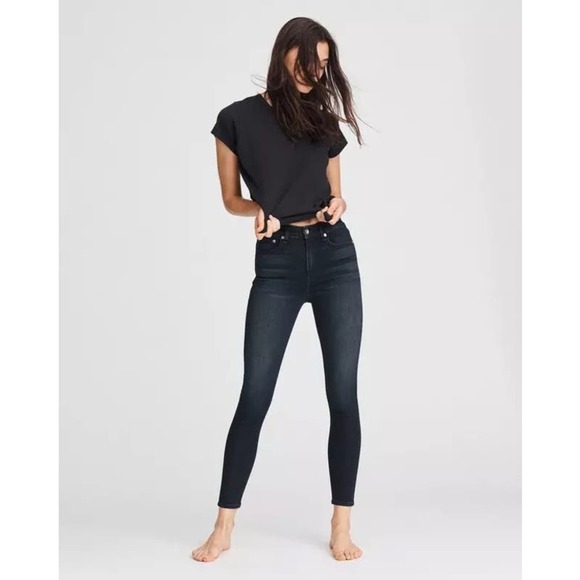 Rag & Bone Jeans Womens 26 High Rise‎ Skinny Dark Blue Wash Stretch Pockets Belt - Picture 4 of 16